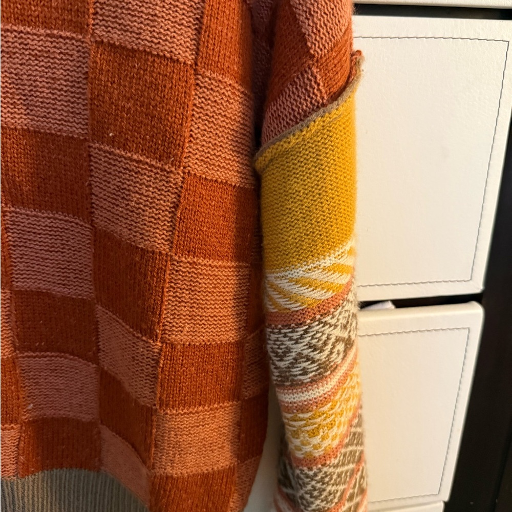 Gilded Intent Oversized Colorful Patchwork Sweater - image 4